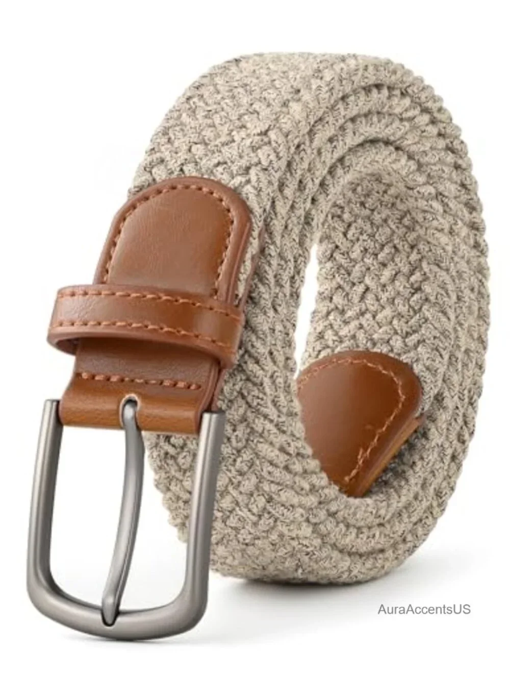 Men's Elastic Stretch Braided Belt Golf Casual Belts No Hole